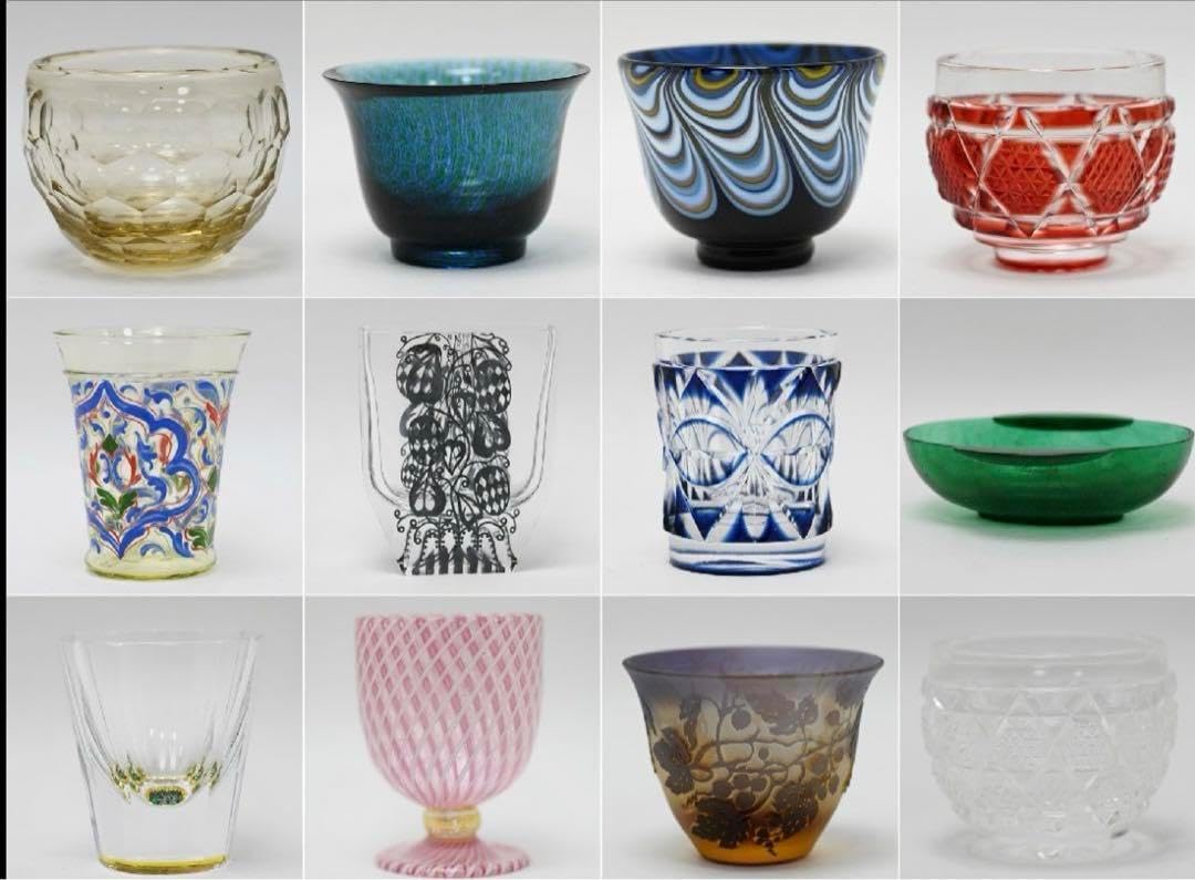 コアガラス 小暮紀一 冷酒杯 青 ぐい呑 おちょこ コアガラス 小暮紀一